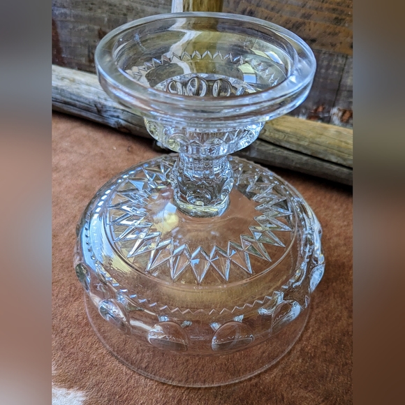 Antique Heavy Glass Compote Dish With Lid Kings Crown Nob - Picture 9 of 15